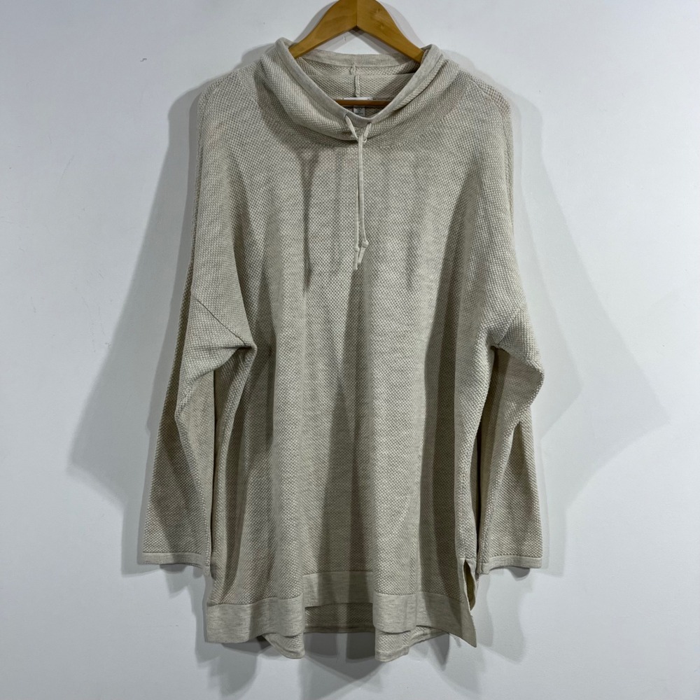 Pure Jill J. Jill Coastal Fisherman Beige Textured Funnel Neck Tunic Sweater 2X